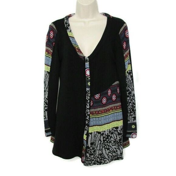 Aventures des Toiles Boho Sweater Sz 38 8 Cardigan Eclectic Art to Wear Artsy - Picture 1 of 9